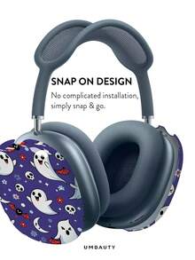 GIIPPA Glossy Hard Ear Cup Protective Cover Halloween Pattern Unisex Anti-Scratch Shell Compatible With AirPods Max 1/2 Oval Over-Ear Headphones For Daily Commute, Campus, Cafe, Travel, Picnic And Other Scenarios Matching Outfit - Violet Purple - View 3