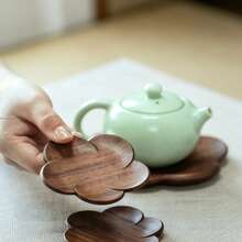 1pc Black Walnut Wood Coaster, Teapot Mat, Heat Resistant, Coffee Cup Coaster, Suitable For Dining Table Decoration, Restaurant, Kitchen, Living Room, Bohemian Style Kitchen And Living Room Decor Dining Table Coaster, Holiday Gift - Multicolor - View 1