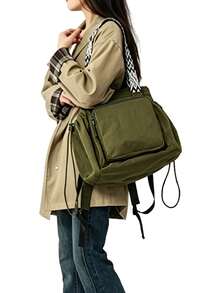 1 pieza Bolso multifuncional para mamá, bolso tote de gran capacidad & mochila, unisex, adecuado para uso diario, compras y viajes, Nota: Color de la correa aleatorio - Verde - Ver 9