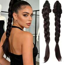 Synthetic 14Inch Long Twist Braid Claw Clip Ponytail Extensions Fluffy Heat Resistant Ponytail Hair Accessories For Women - Multicolor - View 8