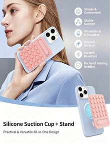 1pc/3pcs Pcs Silicone Suction Phone Stand, Suction Cup Phone Holder, Portable Foldable Kickstand, Multi‑Angle Adjustable Phone Back Grip Stand For Daily Use - A - View 3