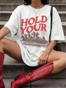2026 NEW Country Music Festival Shirt,Hold Your Horses Shirt  Western Graphic Tee  Country Concert Outfit,Graphic Tees Women,Blusas Bonitas De Mujer - 白色 - 查看 2