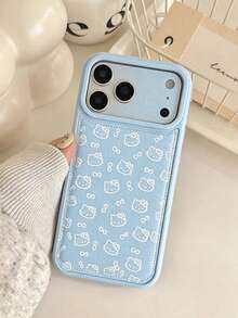 SANRIO 少女粉可愛線條 Hello Kitty 蝴蝶結手機殼，相容 Apple 17/17Air/17Pro/17Promax、16/16Plus/16Pro/16Promax、15/15Plus/15Pro/15Promax、14/14Plus/14Pro/14Promax、13/13Pro/13Promax、12/12Pro/12Promax、11/11Pro Max，防塵、高質感、熱門泡泡防震保護殼 - 淺藍色 - 查看 3