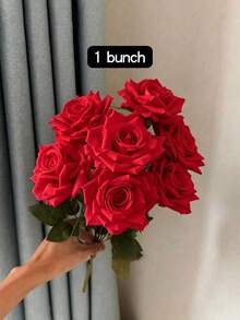 7pcs/Set Artificial Silk Rose Flowers, Realistic Rose Flower Heads With Long Stems, Suitable For Wedding Decoration, Floral Party Centerpiece, Floral Arrangement, Outdoor Garden, Home Decor - Multicolor - View 12