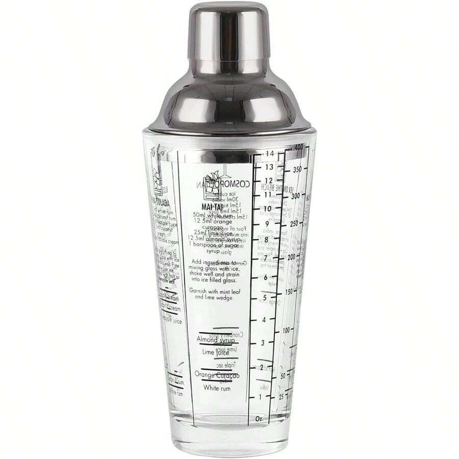Shaker à cocktail, 400 ML en verre en acier inoxydable Shaker à cocktail Martini Shaker à agiter + Mixeur avec tamis Mixeur à cocktail, accessoires de bar - Voir 1