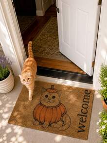 Personalized Halloween Pet Doormat, Customized Cat & Dog Welcome Mat, Witch & Pumpkin Pet Doormat, Autumn Front Porch Decor Gift, Customized Pet Doormat, Pet Lover Decor - Multicolor - View 3