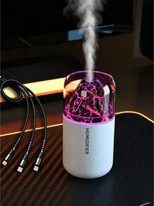 Mini Volcano Aromatherapy Humidifier Dual Mist, 7 Color Night Light USB Ultrasonic Cool Mist Diffuser, Auto Shut-Off Quiet Air Humidifier, Suitable For Bedroom, Baby Room, Desktop, Gaming Decor - Multicolor - View 4
