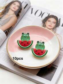 10/20/100pcs Transparent Resin Fruit & Animal Cream Glue Charms, DIY Handmade Keychain Pendants, Bag Charms, Accessories, Decor - Multicolor - View 9