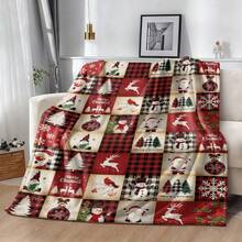 1pc Christmas Design Blanket. This Cute Flannel Blanket Is Decorated With Santa Claus, Christmas Tree, Reindeer, Snowman And Other Mixed Colors Available, Suitable For Sofa, Bed And Couch. It Is A Year-Round Home Decor Item. - Multicolor - View 3
