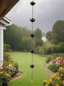 Anti-Rust Copper Lotus Rain Chain, Replaceable Lotus Cup Drainage Chain For Eaves Gutter Courtyard Decoration - A - View 4