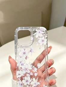 1pc Ins Air Cushion Elegant Vintage Floral Pattern Anti-Drop Phone Case, Compatible With 17 16 15 14 13 12 11 Pro Max, Transparent Phone Protective Cover Waterproof Shockproof Scratch-Resistant - Multicolor - View 2