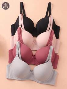 Women Bras & Bralettes - Black+Mauve+Pink+Blue-grey - View 1