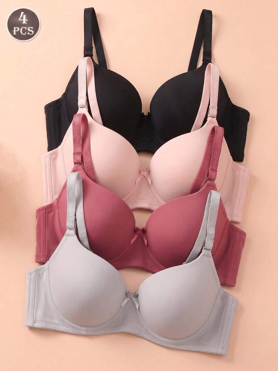 Women Bras & Bralettes - Black+Mauve+Pink+Blue-grey - View 1