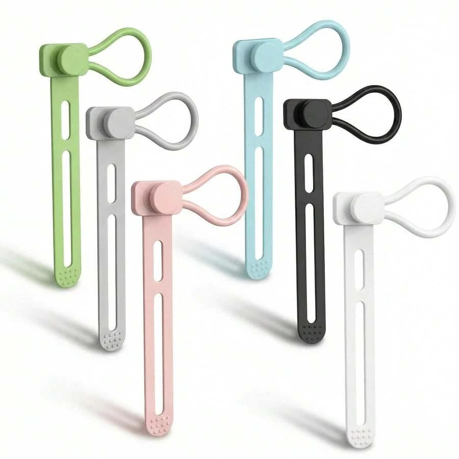5pcs Multi-Function Silicone Strap Storage Clips, Hanging Storage Organizer Ties, Kitchen Tool Storage, Bathroom Tool Storage, Home Tool Storage, Handle Tool Hanging Storage, Home Decor, Room Decor - Multicolor - View 1