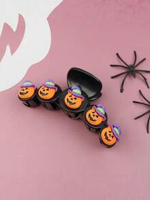 1pc Halloween Pumpkin Bat Hair Clip, Back Of Head Hair Clip, Ghost Festival Holiday Costume Fun Headpiece - Multicolor - View 6