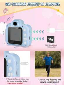 Cámara Digital 1080P con Pantalla de 2 Pulgadas Regalo de Navidad Cumpleaños y Festival Cámara de Regalo Linda y Portátil para Hombres y Mujeres 150mAh - Azul - Ver 5