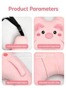 1 buah Bantal Mobil Mewah Multifungsi dan Bantal Penopang Leher Bergambar Hewan Kartun, Ideal untuk Perjalanan dan Istirahat - MultiWarna - View 6