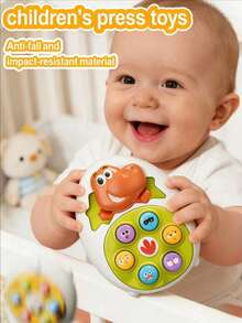 Mainan Sensori Whack-A-Mole Telur Dinosaurus, Permainan Genggam Bayi Kartun Lucu Berwarna-warni - MultiWarna - View 5
