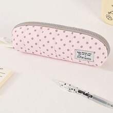 Fluffy Angel Wings Polka Dot Quilted Pencil Case, Korean Style Stationery, Back To School, Pen, Ruler, Eraser All-In-One Mesh Storage Bag, School Supplies, Pencil Case - A - View 12