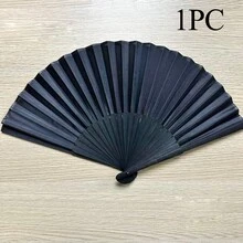 中式黑色復古手扇，竹柄絲綢面折扇，適合舞蹈、婚禮、派對、中國舞，美學風格 - 扇子(無扇袋) - 查看 12