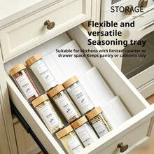 8/4Pcs Clear Acrylic & PP Drawer Spice Rack Tray (Jars Not Included) | Tiered Seasoning Bottle Organizer For Kitchen Drawers & Cabinets | Modern Space-Saving Pantry Storage Shelf - Multicolor - View 5