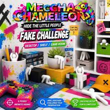 Minimalist Random Humanoid Doll Set, DIY Paintable Hide-And-Seek Dolls, Desktop And Outdoor Mecha Chameleon Figurines, Ideal Chameleon-Themed Hide-And-Seek Game Statue Decor For Office Workspace And Dorm Bookshelf - Multicolor - View 2