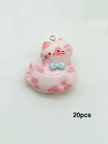 10/20/100 piezas Encantadores dijes de resina de gato crema DIY hechos a mano colgantes para llaveros accesorios para bolsos decoración - Multicolor - Ver 6