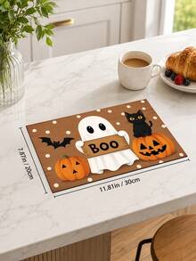 1pc Black Cat Pumpkin Ghost Bat Print Home Kitchen Decor Dish Drying Mat, Coffee Mat, Fun Halloween Cartoon Style, Soft Stain-Resistant, Easy To Clean, Halloween Gift, Suitable For Halloween Party, Halloween Home Decor, Kitchen Accessories - Multicolor - View 13