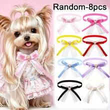 8/20pcs Pet Dog Grooming Bows, Cat & Dog Daily Decoration Lace Bows, Cute Adjustable Dog Collar Bows - Multicolor - View 13