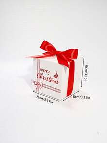 5 hộp quà Noel bọc sẵn hình vuông tối giản với họa tiết ruy băng chéo và thông điệp ngày lễ viết tay, giá đỡ quà mini lắp nhanh cho trao đổi văn phòng, tiệc tối mùa đông, họp mặt gia đình và bàn tiệc lễ hội - 8X8X8cm - Xem 9