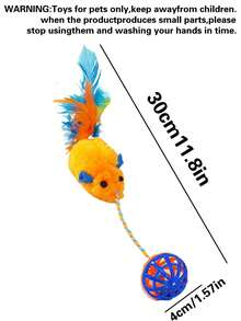 2PCS Cat Toys Set, Interactive Cat Teaser Wand With Feather Mouse Toys, Suction Cup Cat Toy For Indoor Exercise, Self Play Interactive Toys, Durable Cat Wand Toy, Fun Chasing And Hunting Activity Toys For Kittens And Cats - Multicolor - View 4