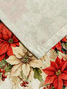 1pc Christmas Pattern Printed Table Runner, 4pcs Christmas Pattern Printed Placemats, Suitable For Holiday, Party, Birthday, Dinner, Kitchen Dining Table Decoration, All Season Room Decor, Home Textile Decoration Table Runner - Multicolor - View 2