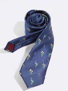 1PC Floral Flamingo Tie-Free Vintage Artistic Style Shirt Decorative Skinny Tie - Multicolor - View 4