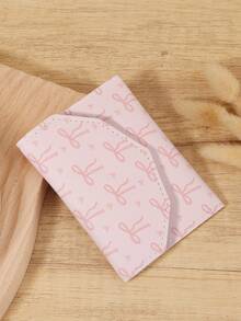 Women's Bow Printed Credit Card Bag, Fashionable Buckle Coin Card Bag, Lightweight And Portable Card Bag, Very Suitable For Outdoor And Travel - Pink - View 6