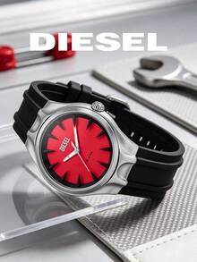 Diesel Streamline Series DZ2202 44mm Large Dial Red Sunray Dial Black Silicone Strap Quartz Men's Watch - Red - View 2
