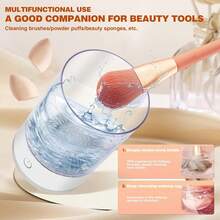 SOKANY Makeup Brush Cleaner With USB Power, Transparent Body For Clear Visibility. Offers Drying And Storage Functions, Fits All Brush Sizes. Essential Beauty Tool For Women, Perfect For Cleaning And Organizing Brushes. - Handheld Scrubber - View 9