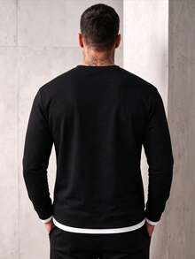 ZYNTH BALENO Men's Fashion Autumn/Winter 2pcs Slim Fit Regular Shoulder Crew Neck Long Sleeve T-Shirt, Suitable For Gym, Running, Hiking - Black - View 4