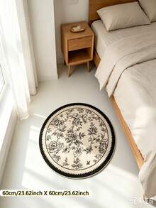 1 Stück Vintage-Teppich, handbemalt, schwarz-floral, rund – verschiedene Größen (Durchmesser 60–160 mm) erhältlich, 850 g/m² dickes, weiches Flanellmaterial, rutschfeste Unterseite, flecken- und schmutzabweisend – perfekt für die Dekoration von Wohnzimmer, Schlafzimmer, Kinderzimmer, Terrasse, Küche, Esszimmer, Waschküche, für alle Jahreszeiten geeignet, auch als Festtagsdekoration! - Verschiedenfarbig - Übersicht 19