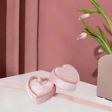 Vintage Heart-Shaped Mini Ring Box, Single Diamond Ring Box, Proposal Ring Box, Wedding Ceremony Ribbon Necklace Box, Jewelry Prop, Jewelry Box, Storage Box, Accessory Organizer, Organizer, Box, Valentine's Day, Christmas, Gift Box, Jewelry Display - Multicolor - View 4