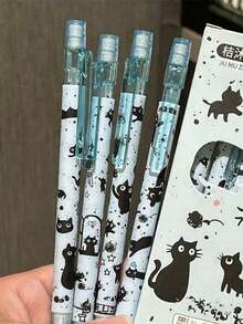 4pcs Splatter Paint Cat Design Automatic Mechanical Pencils, Cute & Durable 0.5mm Lead For Students, Aesthetic Appearance - Multicolor - View 6