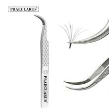 PRAECLARUS 1 قطعة ملقط تمديد الرموش برأس ألياف فضي من الفولاذ المقاوم للصدأ عالي الدقة ملقط احترافي عالي الدقة مضاد للكهرباء الساكنة أداة مكياج - فضي - مشاهدة 2