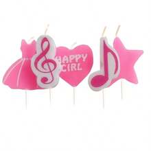 HIBIRTH 5pcs Creative Pink Musical Note Dress Birthday Candles Cake Decoration Supplies Women Birthday Celebration Wish Party Baking Plug-In - View 7