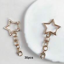 30/50PCS Star-Shaped Keychain Clips, 4 Colors Star-Shaped Lobster Clasp, Alloy Lobster Claw Clasp With Rotating Hook Ring And Spring Gate Ring, Suitable For DIY Crafts, Keychain Making And Key Ring Making - Star + Lobster Clasp - View 8