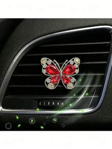 1pc Exquisite And Shiny Butterfly Decoration Car Air Outlet Decoration - With Aromatherapy Sheet, Aromatherapy Clip, Rhinestone Decoration Butterfly Air Outlet Clip, Elegant Interior Accessories, (Easy To Install) - A - View 7