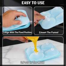 Cetakan Mangga 3D Silikon, Cetakan Mangga dengan 2 Corong, Cetakan Silikon 4 Rongga untuk Membuat Permen, Cokelat, Es Krim, Jeli, Puding, Perlengkapan Kue untuk Penggunaan di Rumah dan Profesional - MultiWarna - View 3