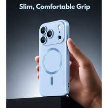 Magnetic Luxury Matte Wireless Charging Case Compatible With IPhone 18 Pro Max 17 16 15 14 13 12 11 Plus 16e 17e Glass Lens Protection Soft Cover - Far Peak Blue - View 6
