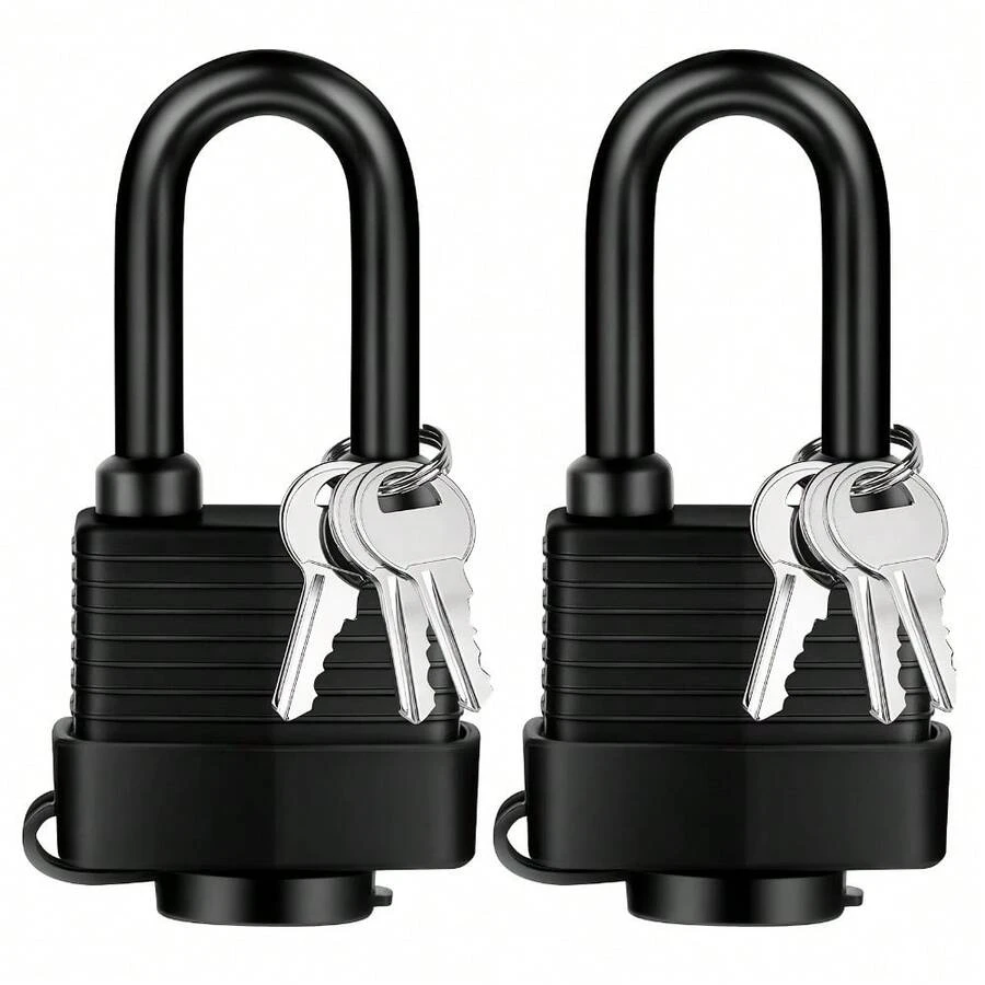 [2pcs/Set]Waterproof Padlock With Keys, Outdoor Rust-Proof Padlock, 40mm Heavy Duty Steel Padlock, Suitable For School, Gym Locker, Garage, Fence, Shed, Yard - Multicolor - View 1