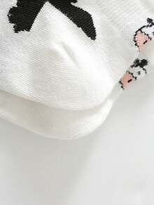 5 Pairs Women's Black & White Embroidered Socks, Ins Style Short Socks, Summer Thin Low-Cut Cute Cartoon Cow Japanese Invisible Socks - Multicolor - View 5