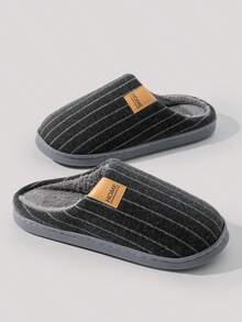 Unisex Thermal Lined Slippers For Autumn/Winter, Soft Thick Sole Plush Warm Slippers For Indoor Home Bedroom Living Room - Grey - View 7
