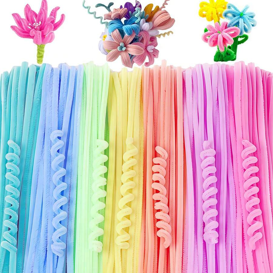 100-300pcs 30cm Multicolor Chenille Stems, Macaron Chenille Stems Craft Materials, Pipe Cleaner Handmade Kit, Art Project Activity Creative, DIY Art And Craft Project Bulk Craft Supplies, Creative Gift Wrapping Party Decoration - Multicolor - View 1